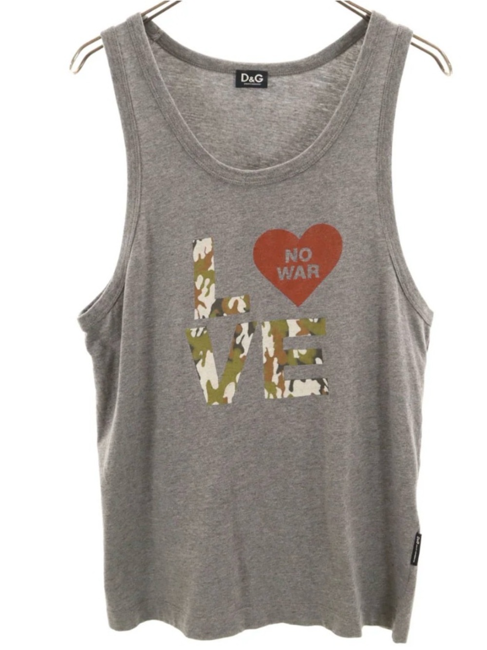 Vintage D&G “LOVE NO WAR” Camo Graphic Tank Top Rare Y2K 100% authentic!